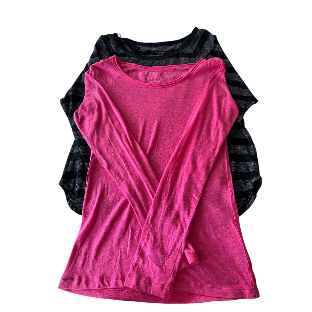 Aeropostale Pink & American Eagle Size M Long Sleeve Top Casual Bundle of 2